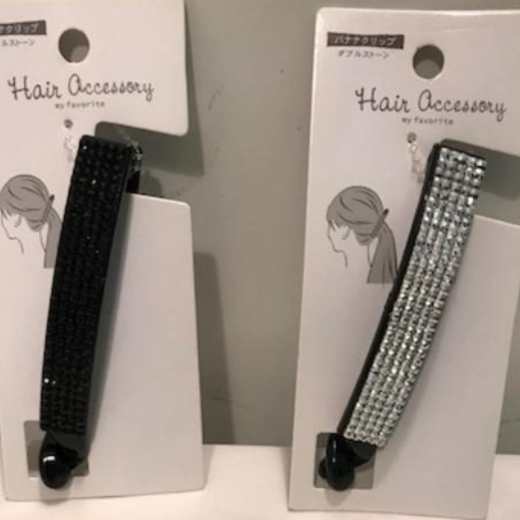 Black And Silver Rhinestone Banana Hair Clip